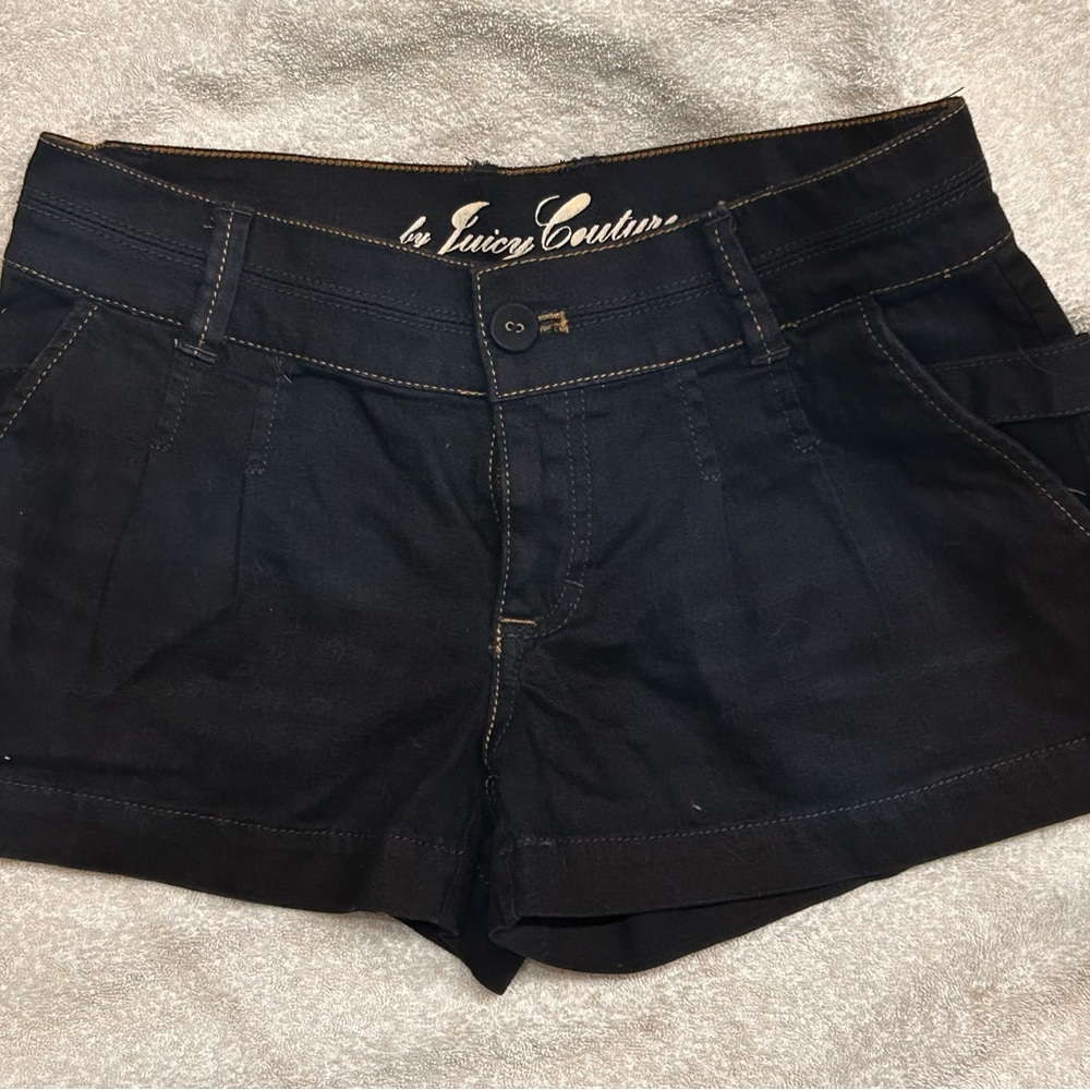 Juicy Couture Soft Cotton Denim Short Shorts Pockets Cargo Dark Wash Size 24